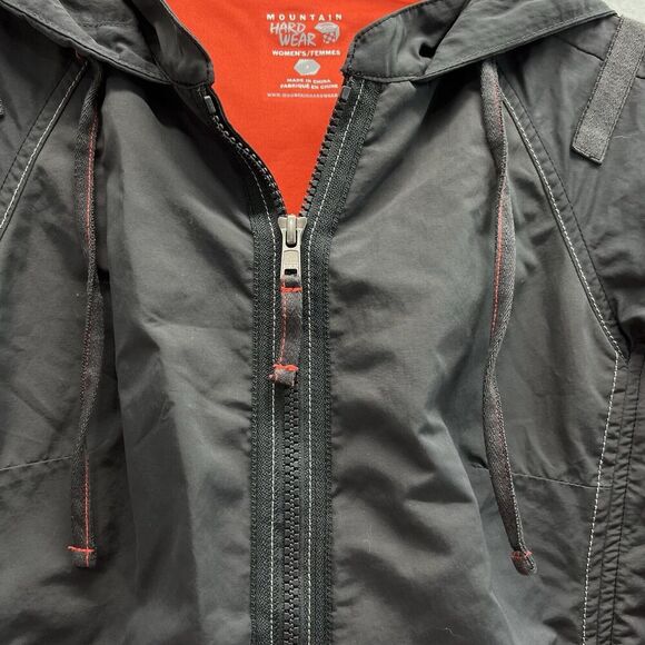 Mountain Hardwear Jacket Women's 2 Gray Hoodie Windstopper Soft Shell Full Zip - Picture 3 of 13